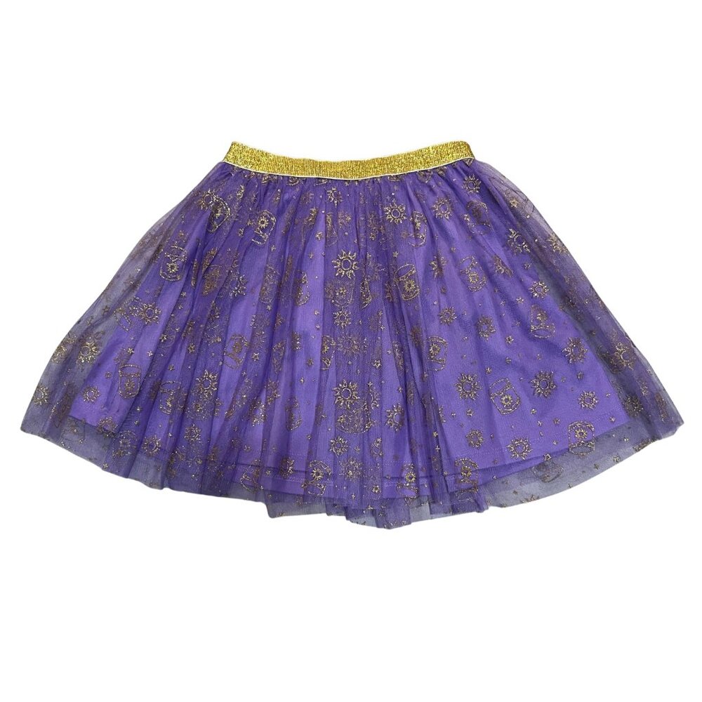 Disney Princess Rapunzel Girls Tutu Skirt Size 7/8 Purple Gold Sun Print Costume
